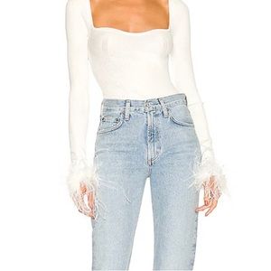 Lovers and Friends Kinsley feather trim top